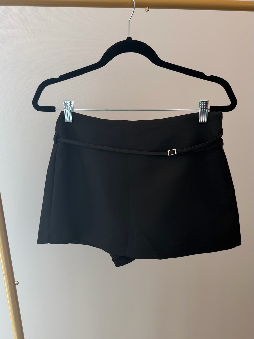 Black Women’s Mini skirt with Belt and built in shorts